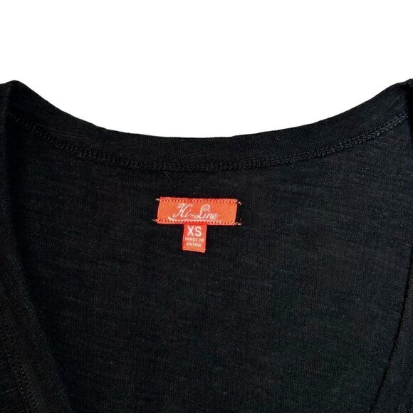 Madewell Hi-Line Fitted Long Tee T-Shirt Sz. XS Black Short Rolled Sleeves - Picture 5 of 11